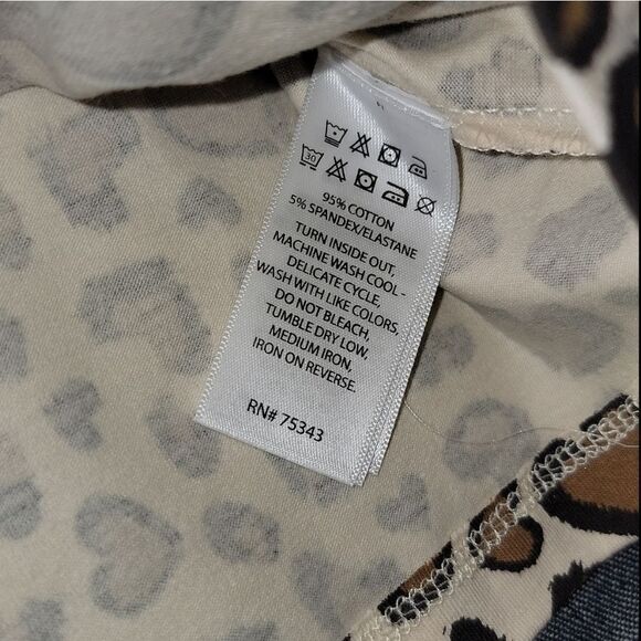 Max Studio Denim Romper Dress Heart Pocket & Animal Print Longsleeve Top Size 7 - Picture 4 of 8